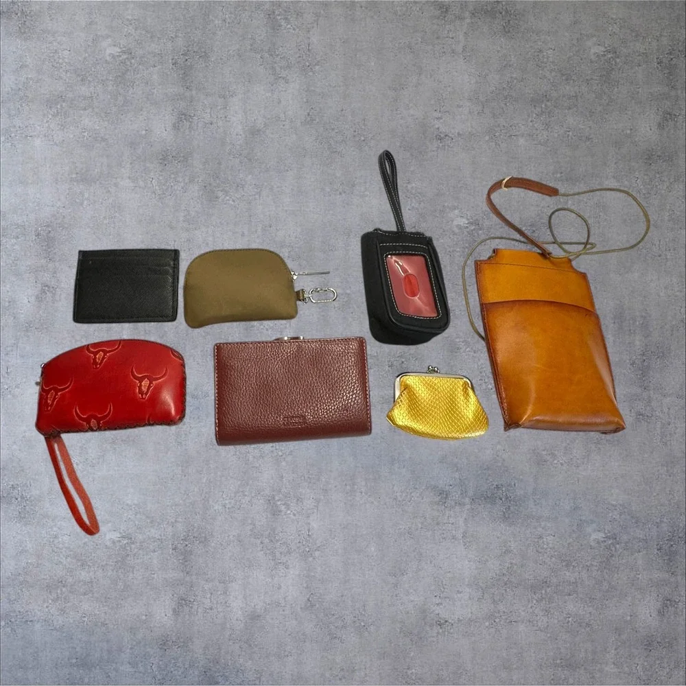 Wallet Pouch Lot of 7‎ Womens Multicolor Excellent Leather/Faux Leather Set